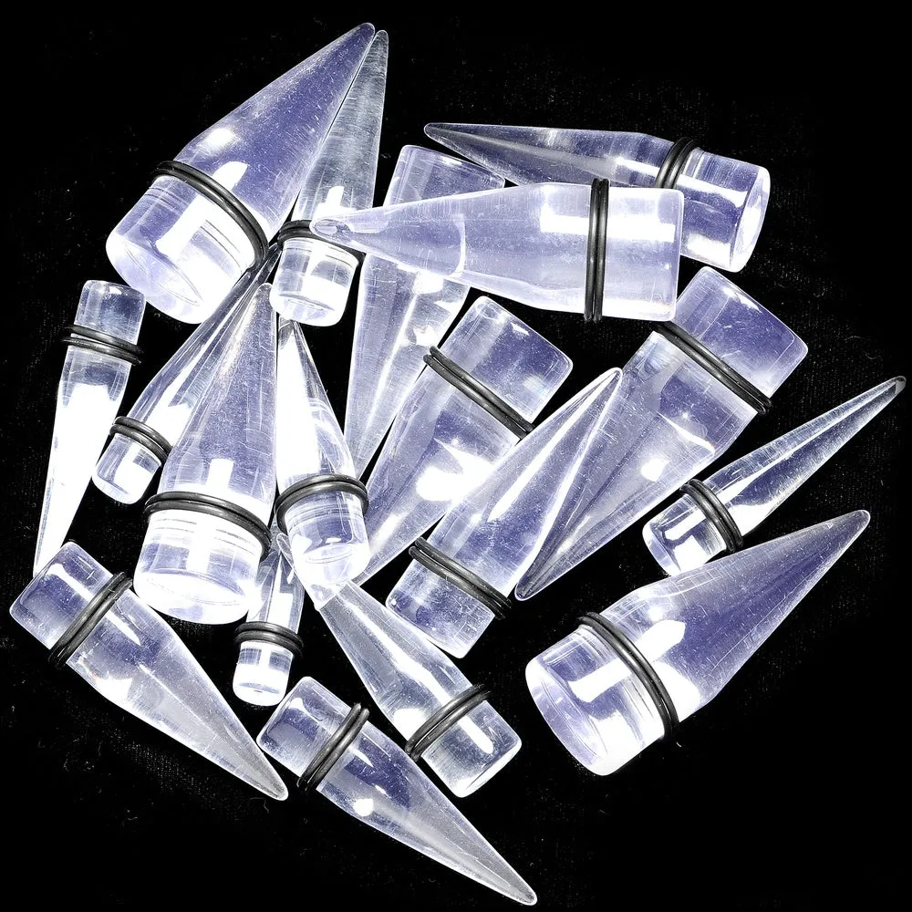 00 Gauge to 1 inch 18 Piece Clear Acrylic Ear Stretching Taper Kit