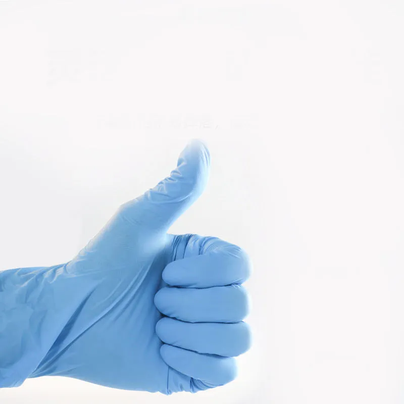 100 Pcs ( 1 box ) Disposable Gloves Synthetic Vinyl / Nitrile Blended Non-Med | Powder Free | Latex Free | Blue Color Gloves