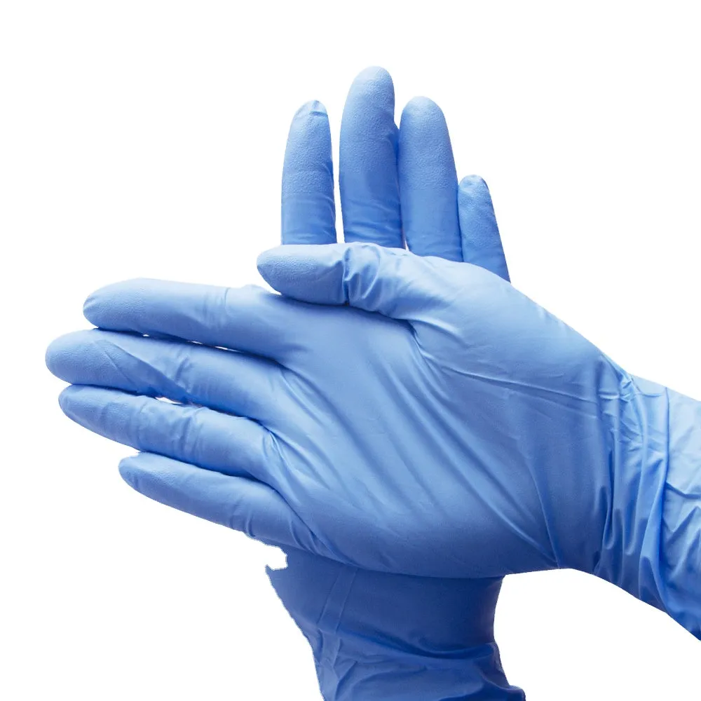 100 Pcs ( 1 box ) Disposable Gloves Synthetic Vinyl / Nitrile Blended Non-Med | Powder Free | Latex Free | Blue Color Gloves