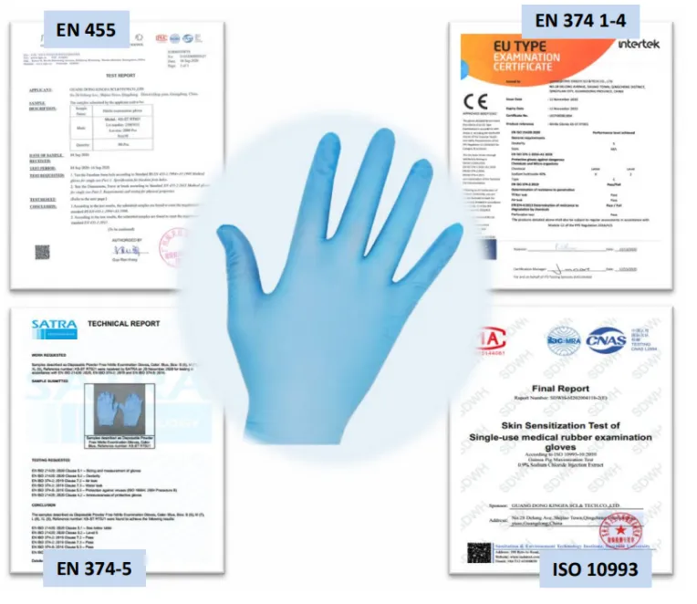 100 Pcs ( 1 box ) Disposable Gloves Synthetic Vinyl / Nitrile Blended Non-Med | Powder Free | Latex Free | Blue Color Gloves