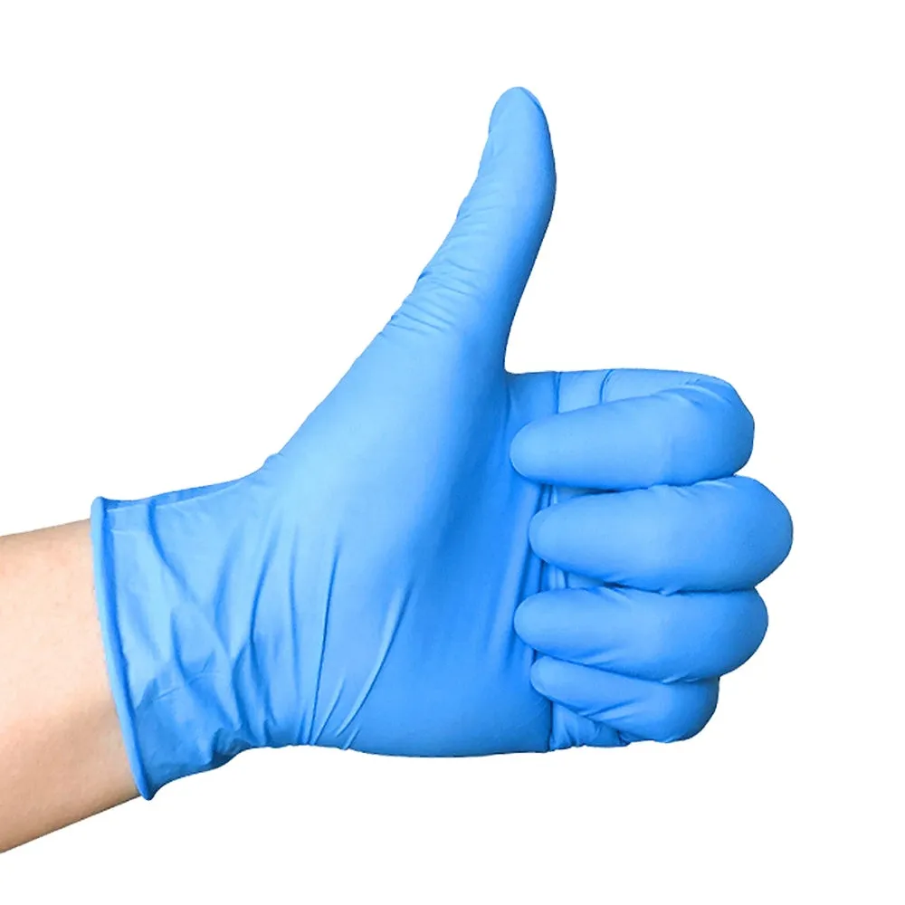 100 Pcs ( 1 box ) Disposable Gloves Synthetic Vinyl / Nitrile Blended Non-Med | Powder Free | Latex Free | Blue Color Gloves