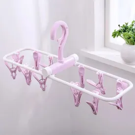 12 Clip Folding Drying Rack, Multifunctional Foldable Drying Hanger, Socks & Clothes Clamps Dryer