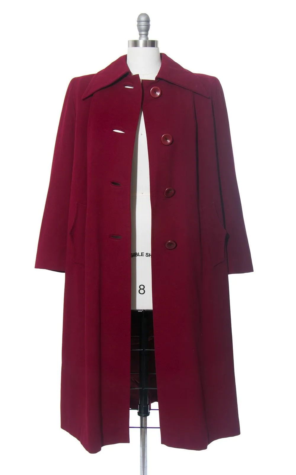 1940s Burgundy Wool Twill Coat with Removable Liner | medium/large