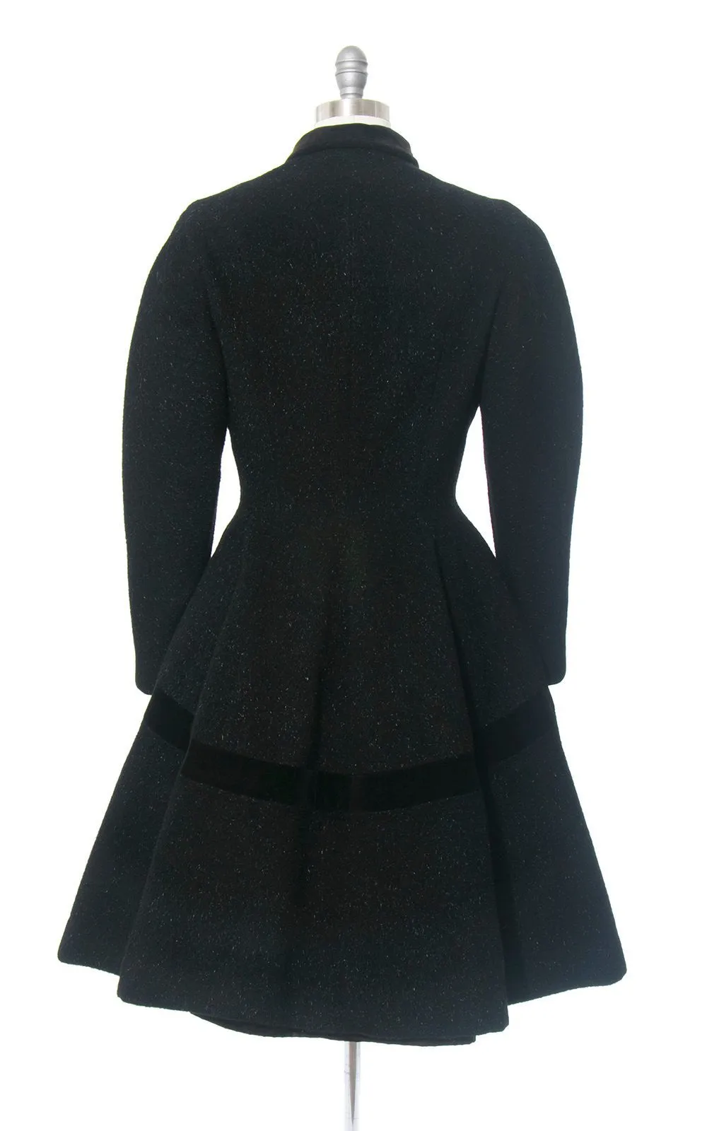 1950s Lilli Ann Black Wool Mohair Princess Coat | medium