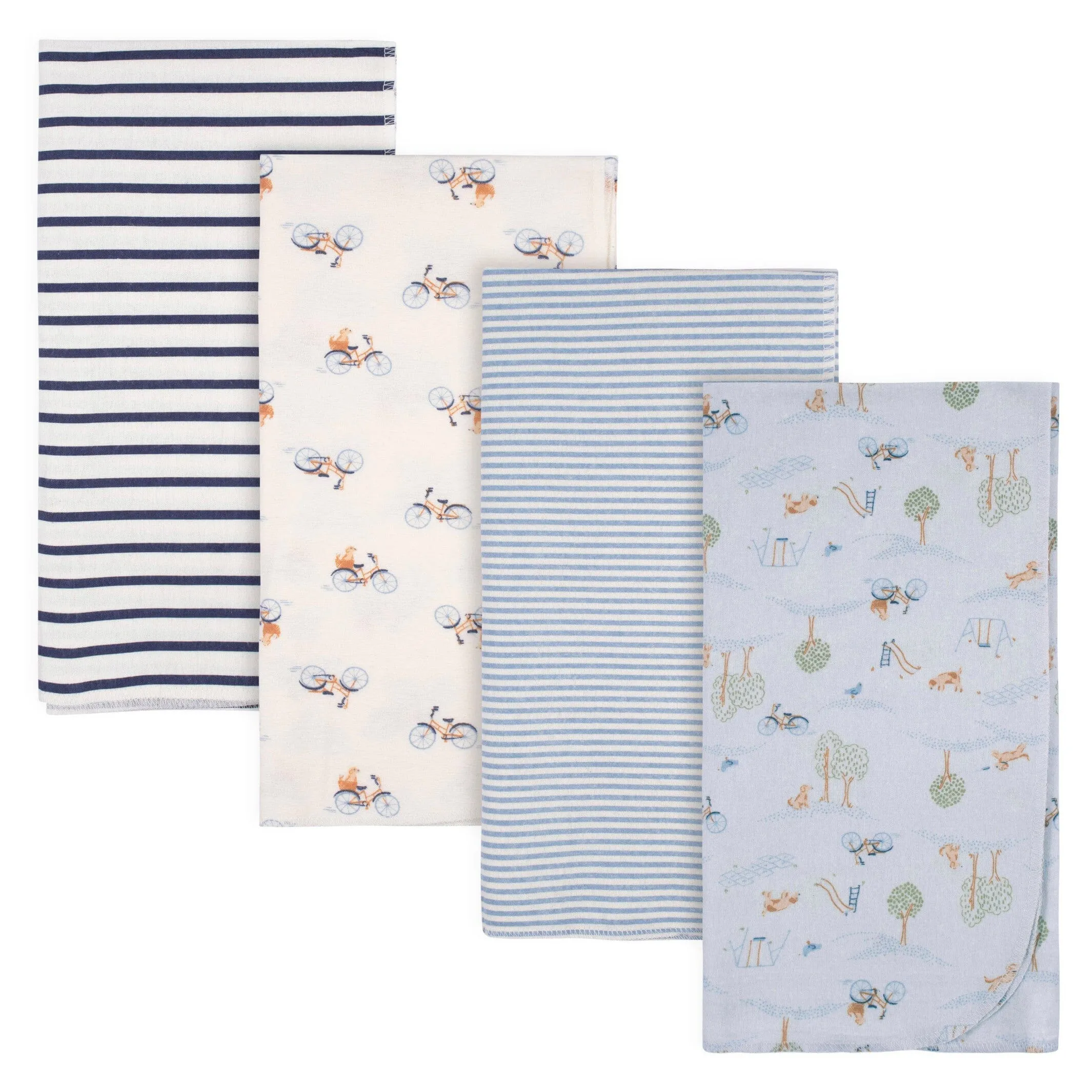 4-Pack Baby Boys Puppy Playground Flannel Blankets