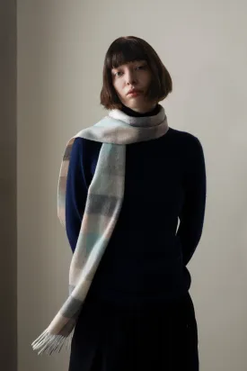 5 Square Check Lambswool Scarf - Brume