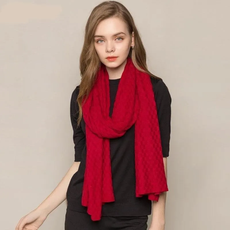 85% Silk 15% Wool Cashmere Women's Warm Long Scarves