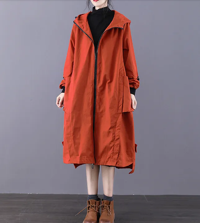 A-line Long Women Casual Hooded Parka Plus Size Coat Jacket JT200943