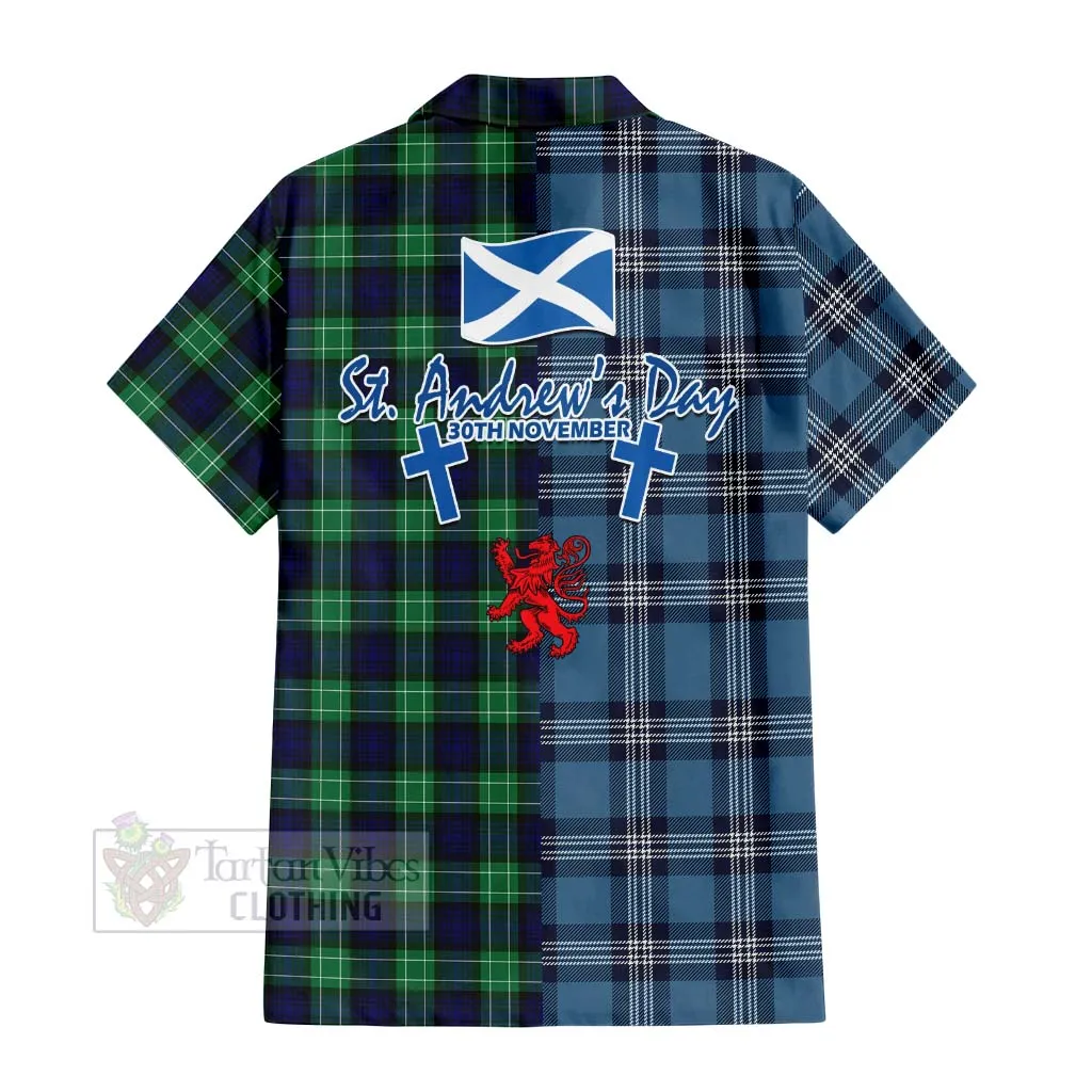 Abercrombie Tartan Short Sleeve Button Shirt Happy St. Andrew's Day Half Tartan Style