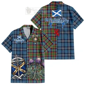 Aikenhead Tartan Short Sleeve Button Shirt Happy St. Andrew's Day Half Tartan Style