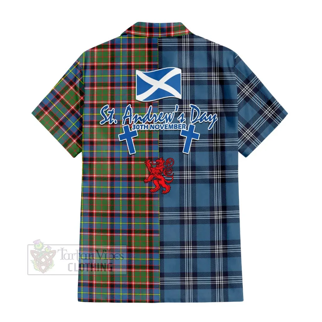 Aikenhead Tartan Short Sleeve Button Shirt Happy St. Andrew's Day Half Tartan Style