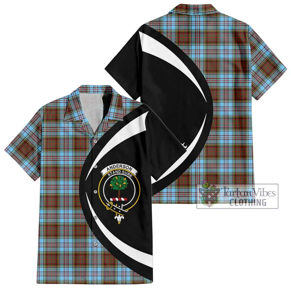 Anderson Ancient Tartan Short Sleeve Button Up with Family Crest Circle Style