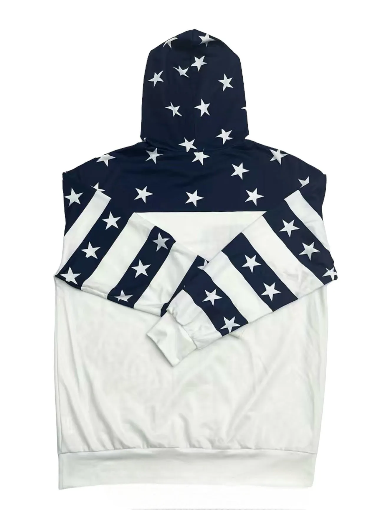 Andrea’s Deals Flag Print Drawstring Hoodie Large