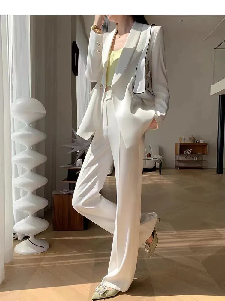 Autumn suit women's new two-piece suit fashionable temperament professional senior sense casual white suit women suit