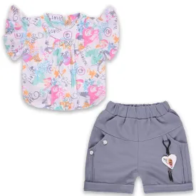 Baby Girls Printed Top and Shorts Clothing Set