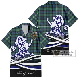 Baillie Ancient Tartan Short Sleeve Button Shirt with Alba Gu Brath Regal Lion Emblem