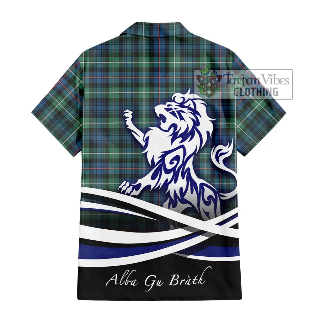 Baillie Ancient Tartan Short Sleeve Button Shirt with Alba Gu Brath Regal Lion Emblem