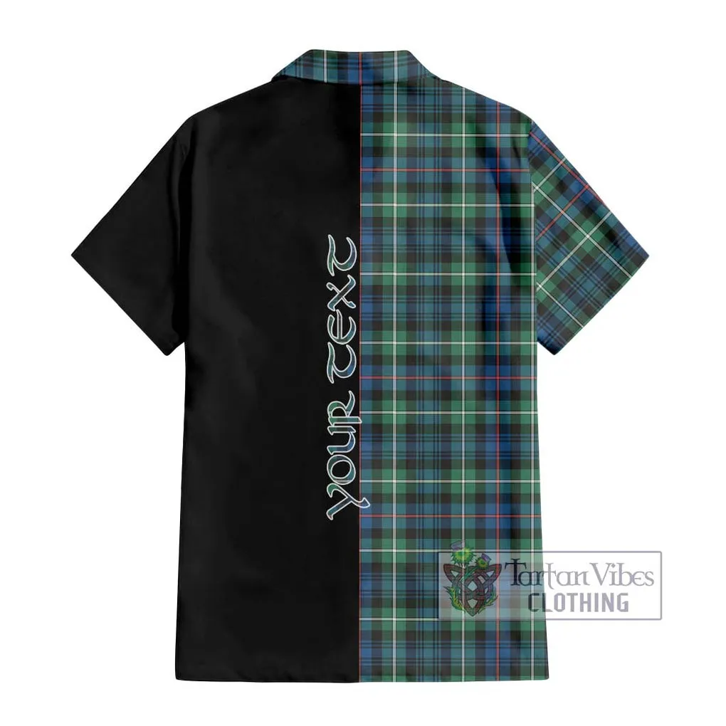 Baillie Ancient Tartan Short Sleeve Button Shirt with Family Crest and Half Of Me Style