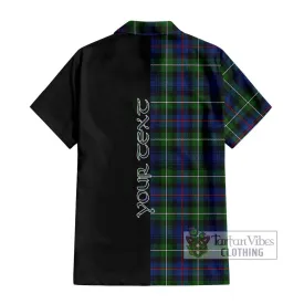 Baillie Tartan Short Sleeve Button Shirt with Family Crest and Half Of Me Style