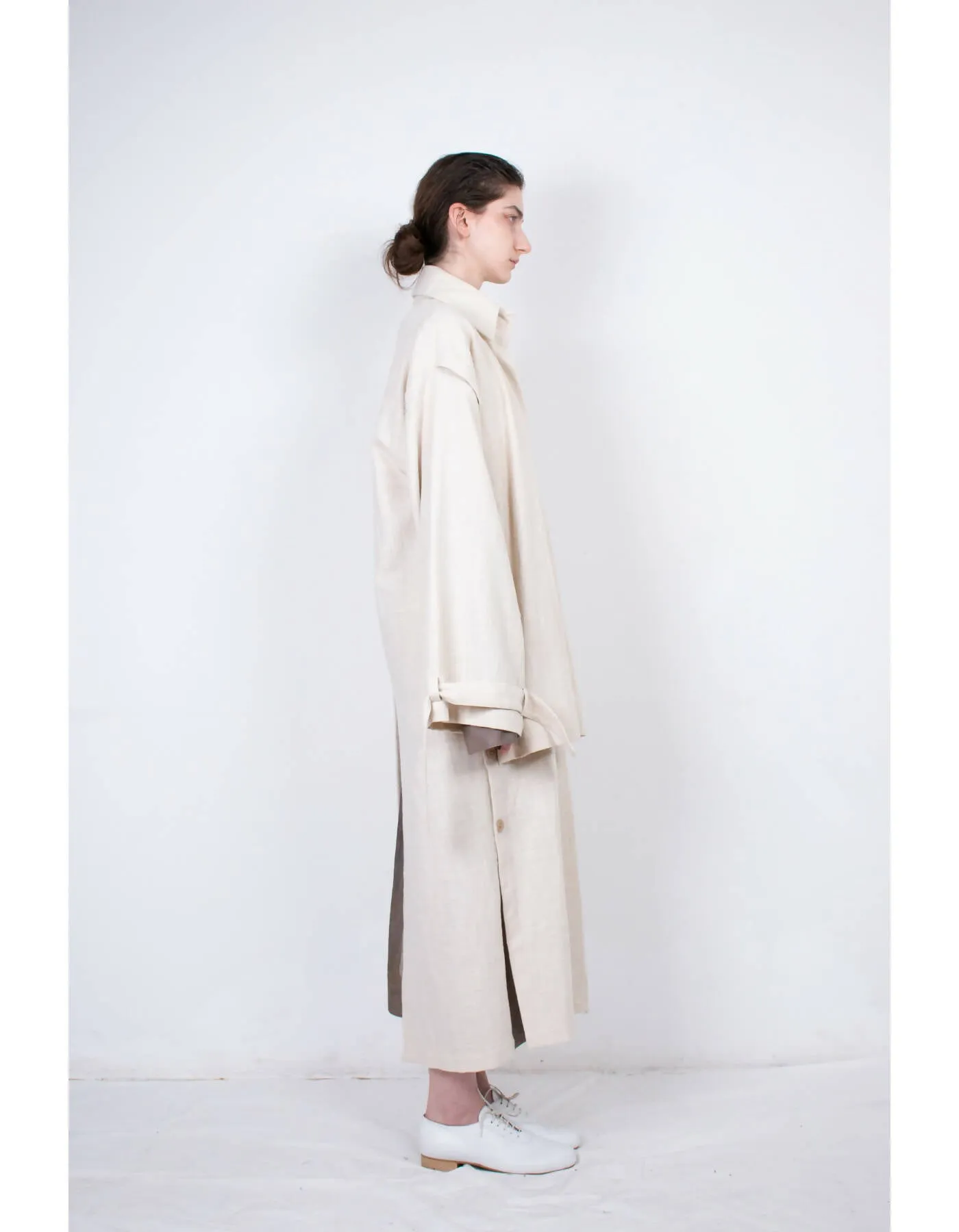 Beige Layered Flax Coat