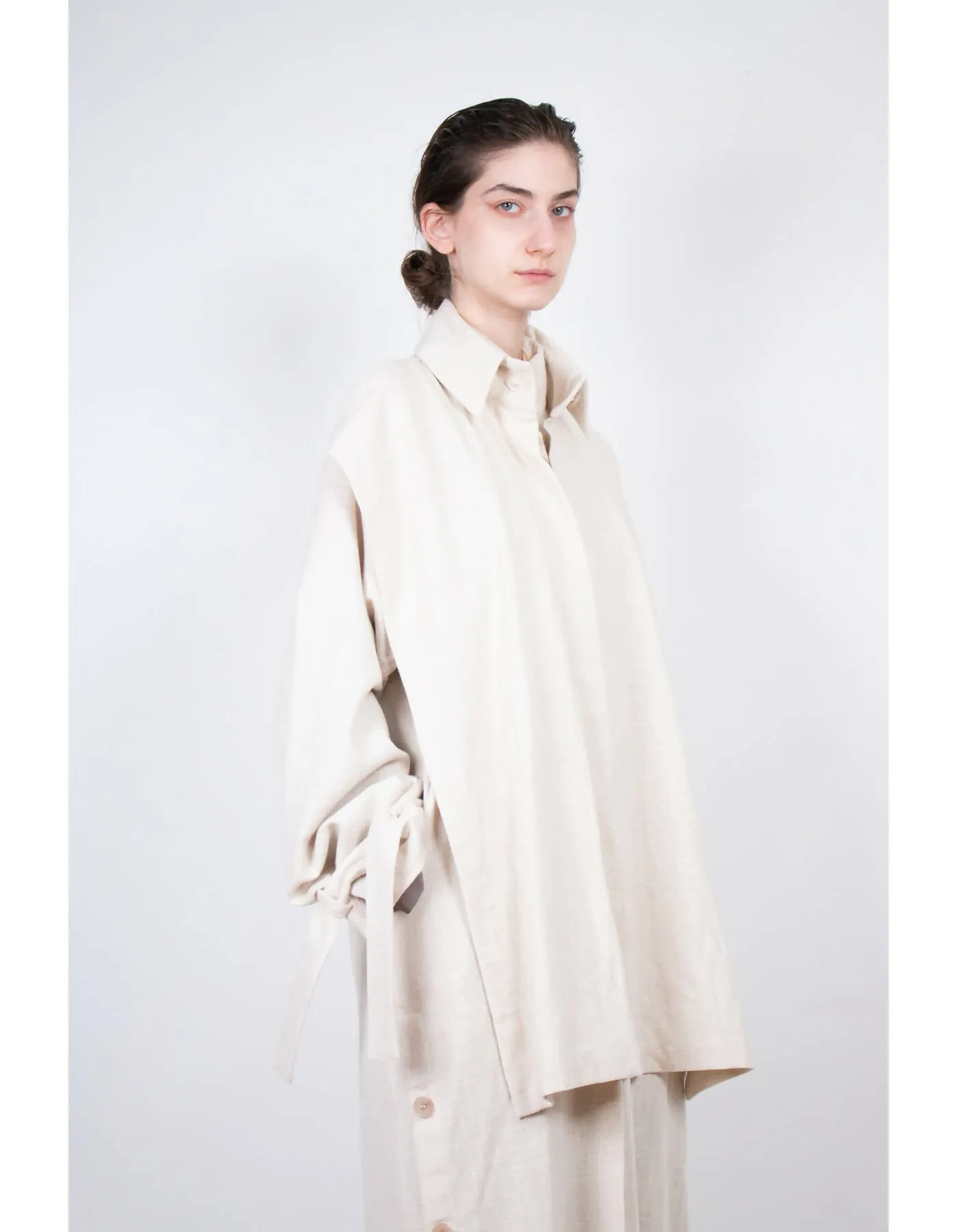 Beige Layered Flax Coat