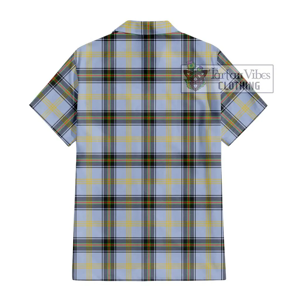 Bell of the Borders Tartan Short Sleeve Button Shirt with Family Crest DNA In Me Style