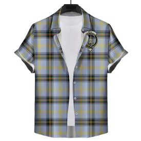 Bell Tartan Short Sleeve Button Down Shirt with Family Crest