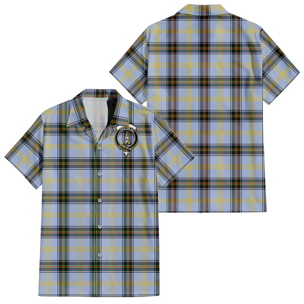 Bell Tartan Short Sleeve Button Down Shirt with Family Crest