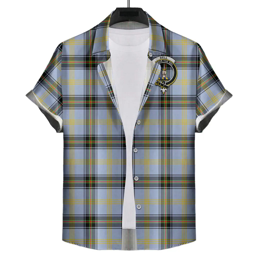 Bell Tartan Short Sleeve Button Down Shirt with Family Crest