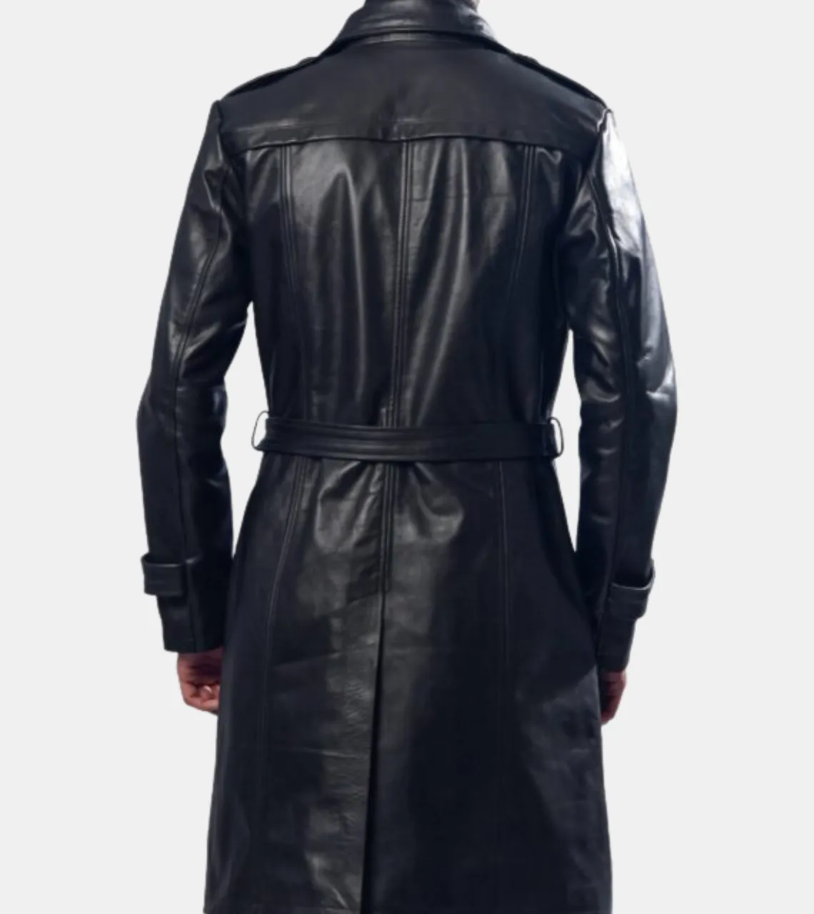 Bellamy Men's Black Leather Trench Coat