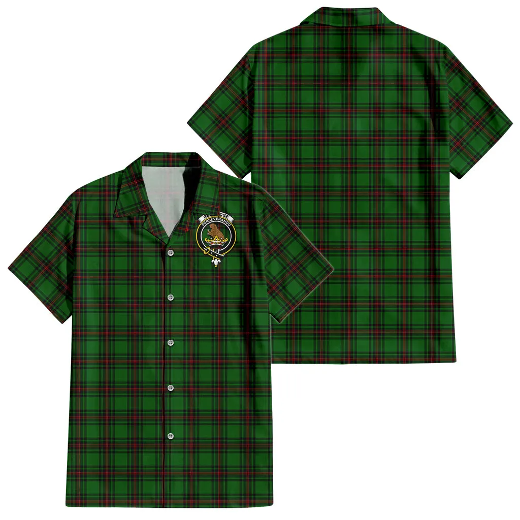 Beveridge Tartan Short Sleeve Button Down Shirt with Family Crest