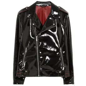 Black Vinyl Biker Mens Leather Jacket