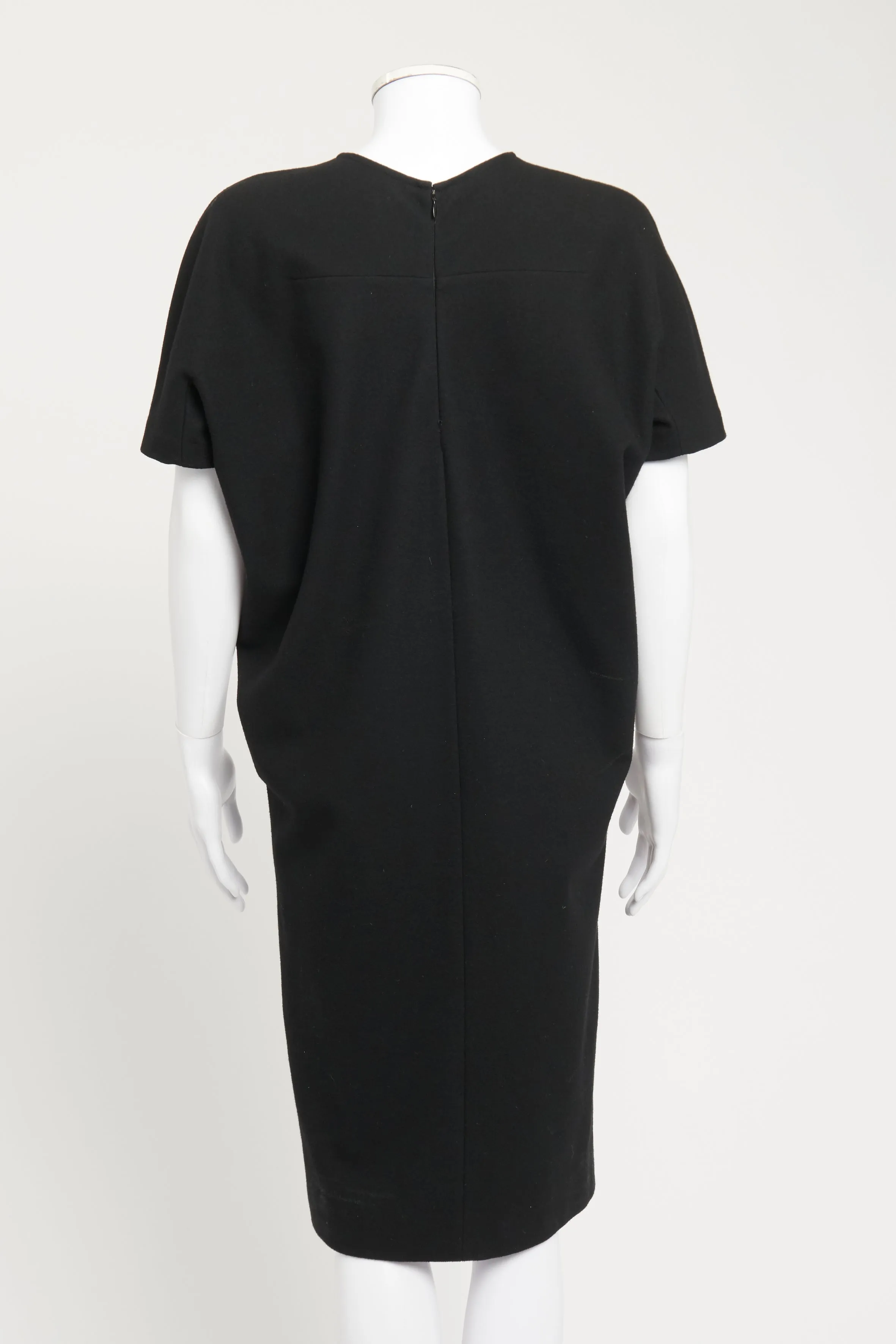 Black Wool Blend Preowned Midi Dress