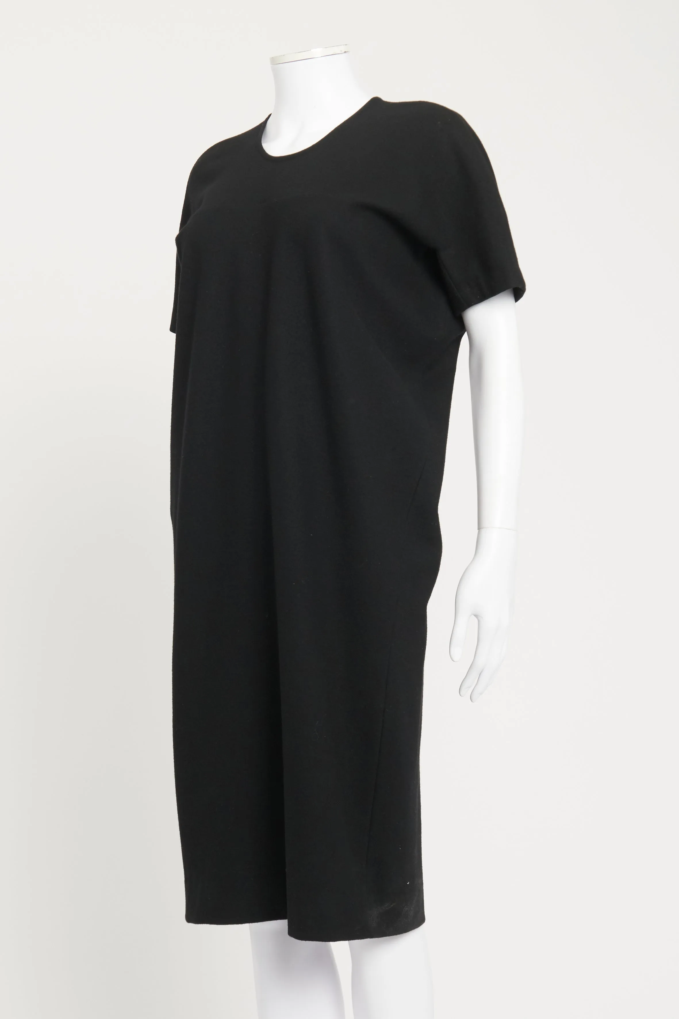 Black Wool Blend Preowned Midi Dress