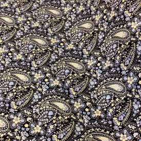 Blue and Yellow Paisley Poplin Print