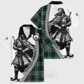 Blyth Tartan Clan Crest Short Sleeve Button Shirt with Highlander Warrior Celtic Style