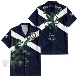 Blyth Tartan Lion Rampant Short Sleeve Button Shirt  Proudly Display Your Heritage with Alba Gu Brath and Clan Name