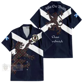 Borthwick Tartan Lion Rampant Short Sleeve Button Shirt  Proudly Display Your Heritage with Alba Gu Brath and Clan Name