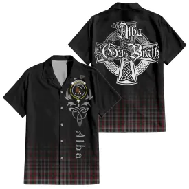 Borthwick Tartan Short Sleeve Button Up Shirt Featuring Alba Gu Brath Family Crest Celtic Inspired