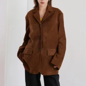 Brown Suede Leather Coat