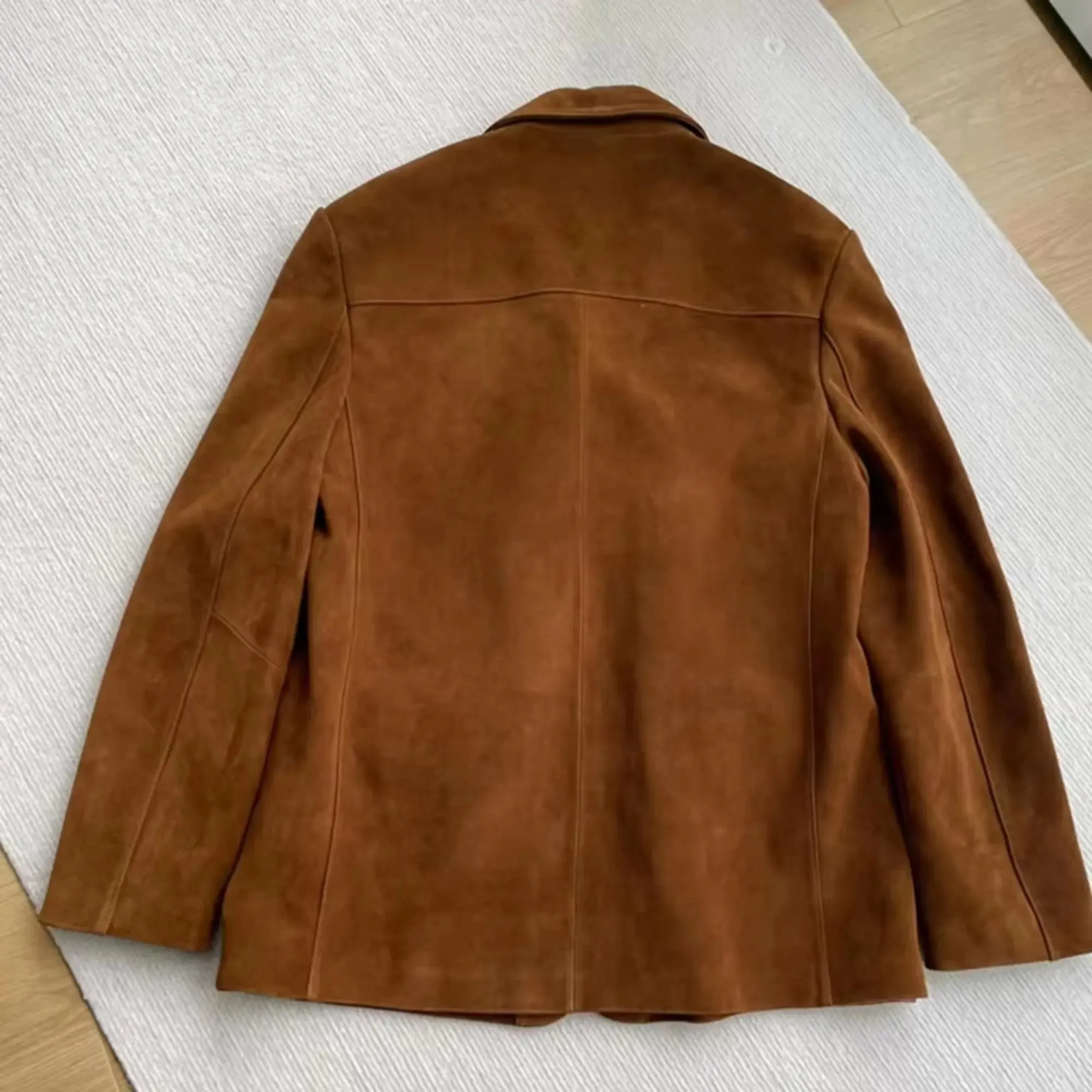 Brown Suede Leather Coat