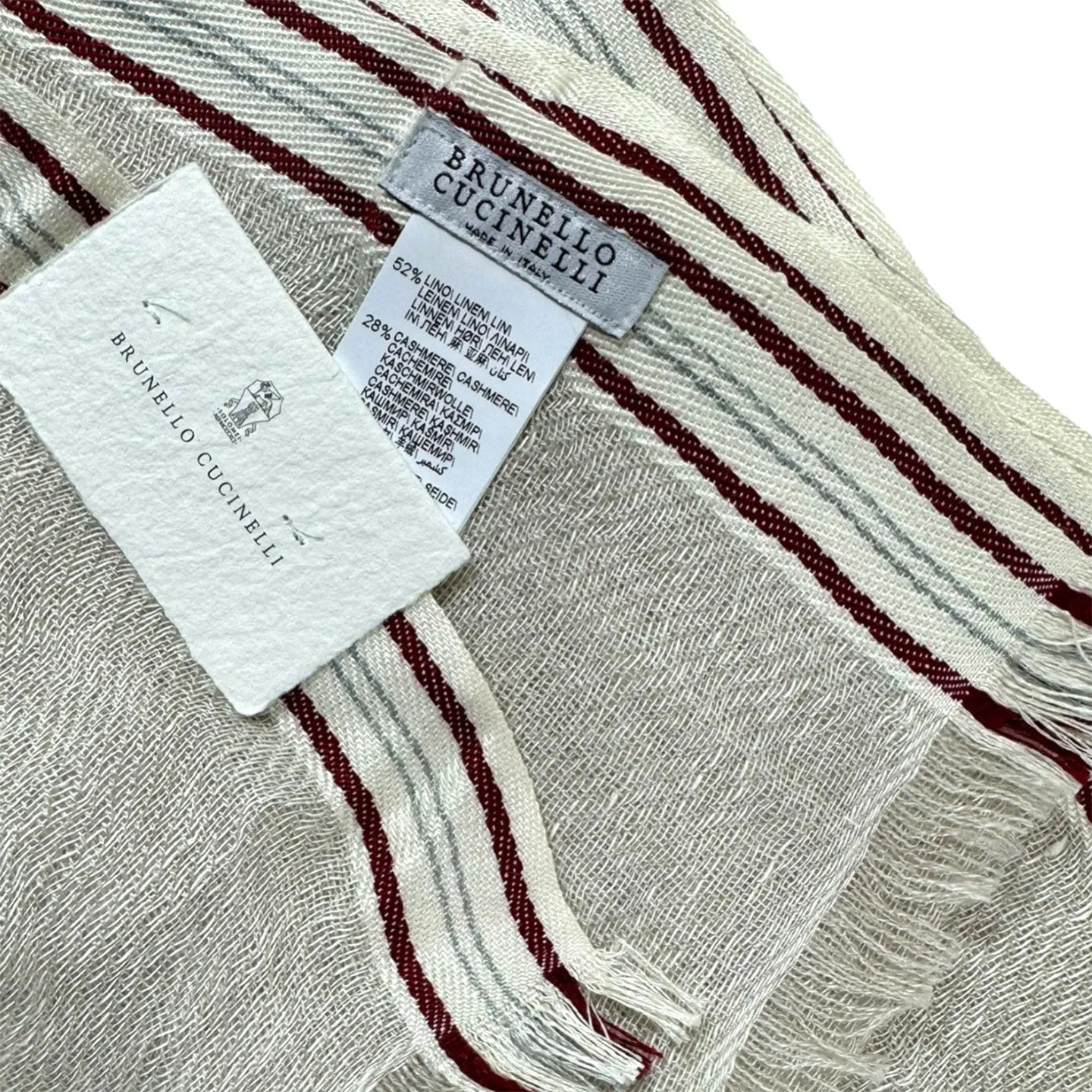 Brunello Cucinelli Scarf Beige Linen Cashmere SALE