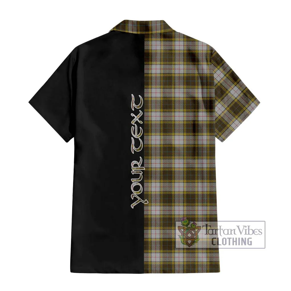 Buchanan Dress Tartan Short Sleeve Button Shirt with Family Crest and Half Of Me Style