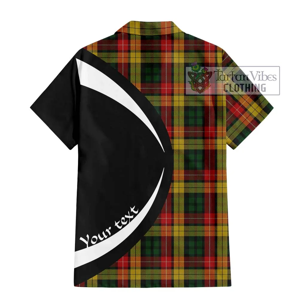 Buchanan Tartan Short Sleeve Button Up with Family Crest Circle Style