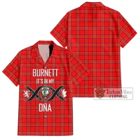 Burnett Modern Tartan Short Sleeve Button Shirt with Family Crest DNA In Me Style