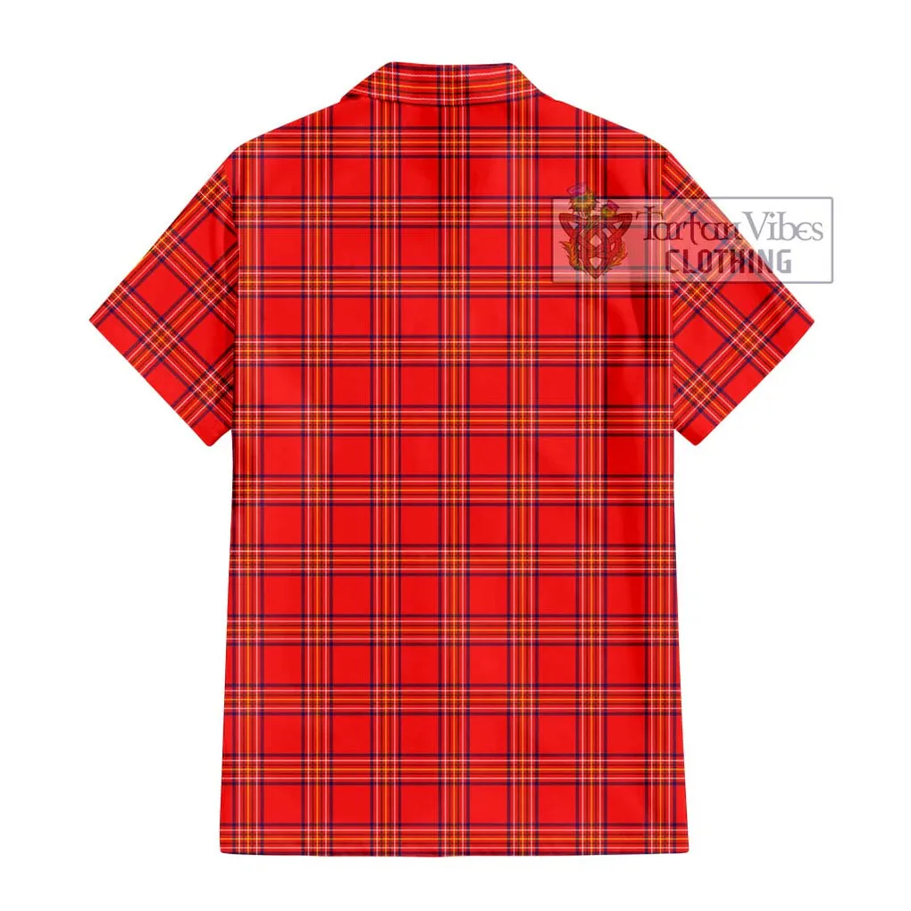 Burnett Modern Tartan Short Sleeve Button Shirt with Family Crest DNA In Me Style