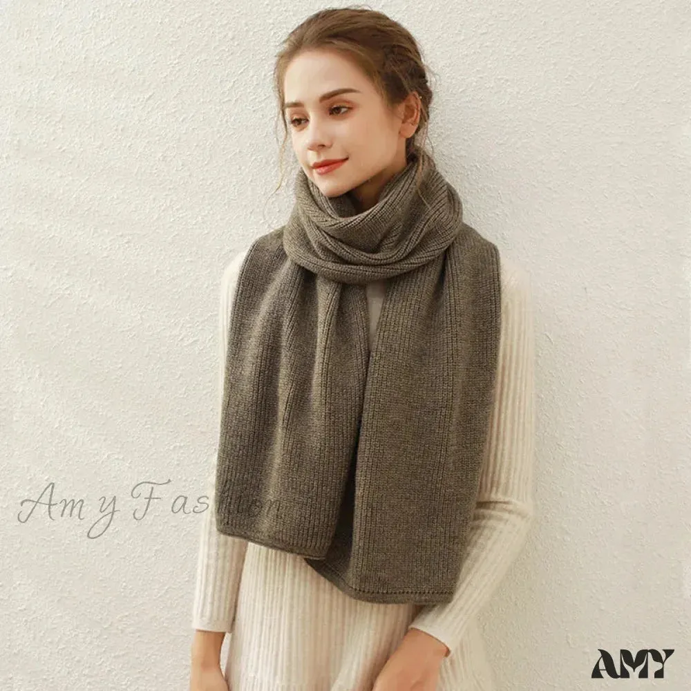 Cashmere Rib Knit Winter Scarf - Long Muffler for Women