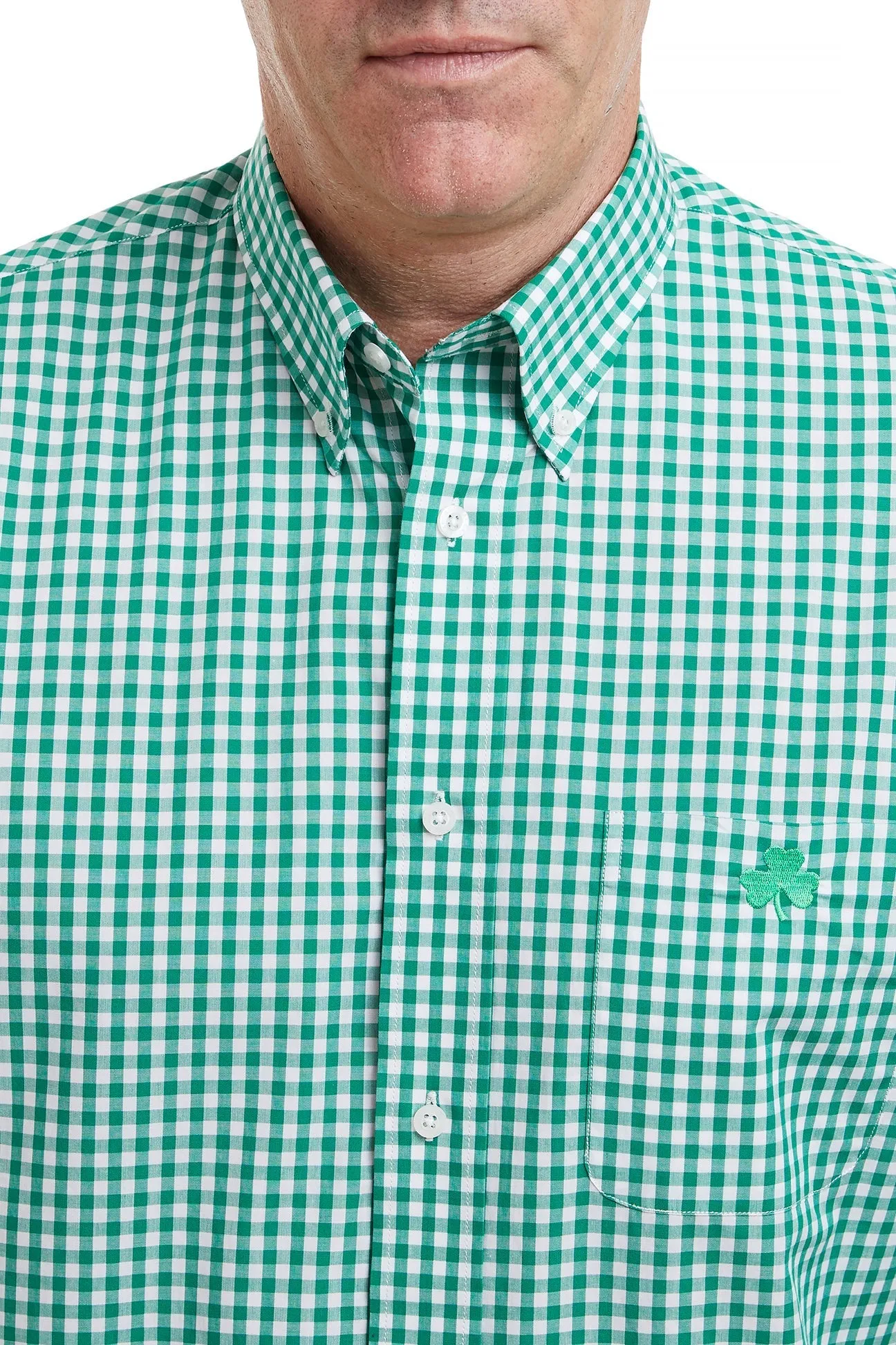 Chase Shirt Wide Gingham Green with Single Shamrock