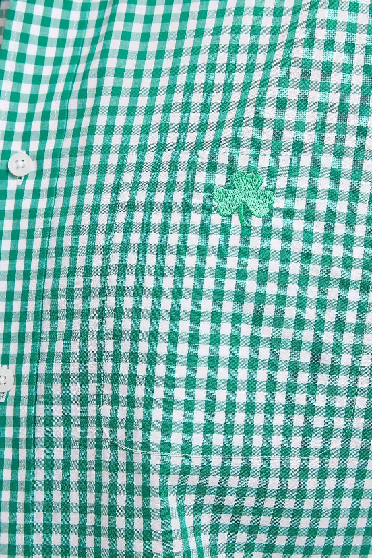 Chase Shirt Wide Gingham Green with Single Shamrock