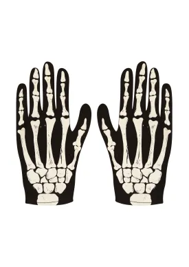 Children’s Skeleton Gloves Bone Print Spooky Halloween Kids Boys Fancy Dress Party Costume Gloves